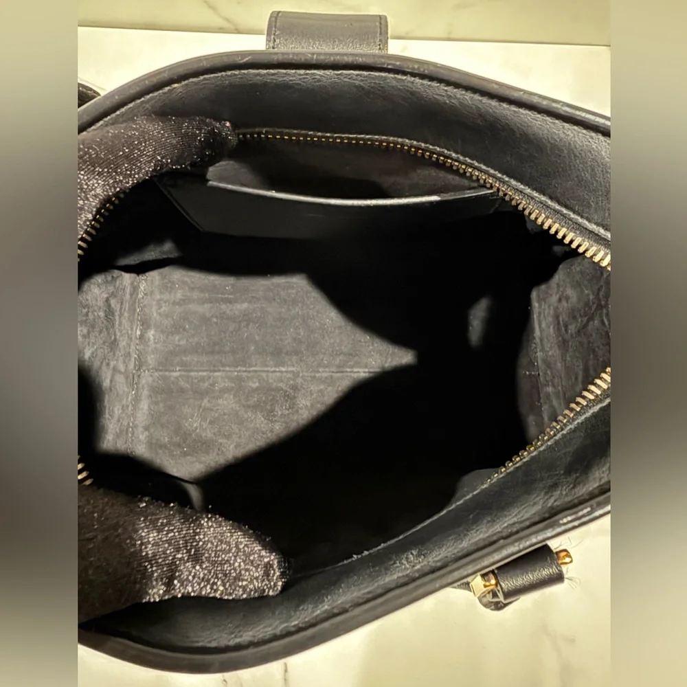 Yves Saint Laurent Black Leather Top-Handle Bag with Gold Hardware